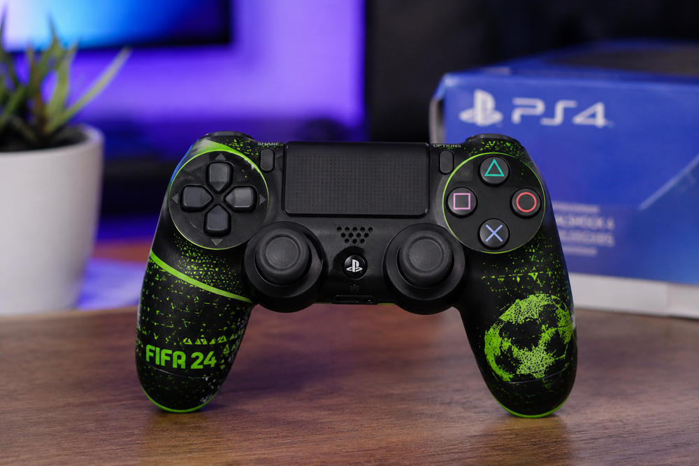 دسته بازی سونی مدل SONY PS4 Dualshock 4 HIGH COPY FIFA24 مشکی سبز مناسب بازی FIFA24 و FC برای پلی استیشن 4 و استفاده خانگی